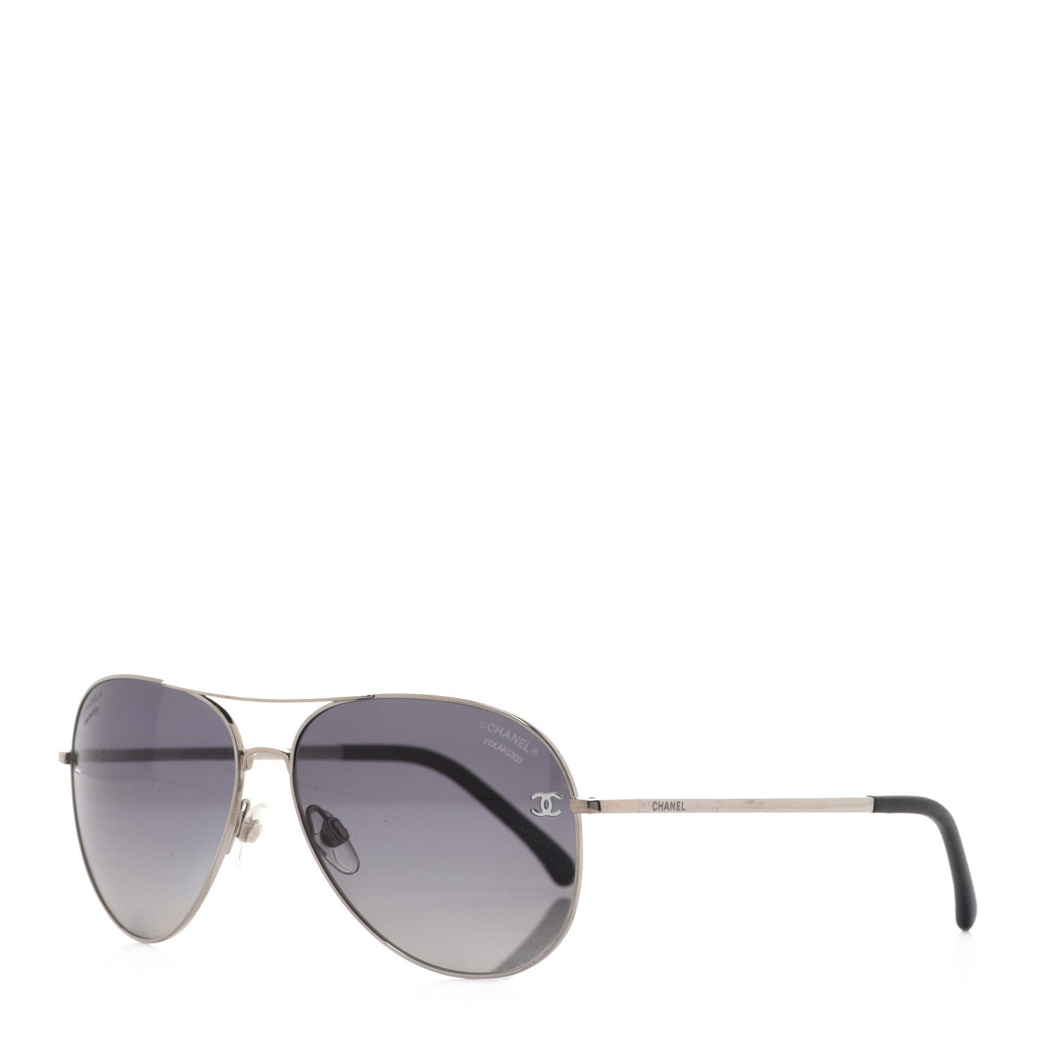 Chanel Aviator CC Sunglasses 4189-T-Q Silver 1 of 8