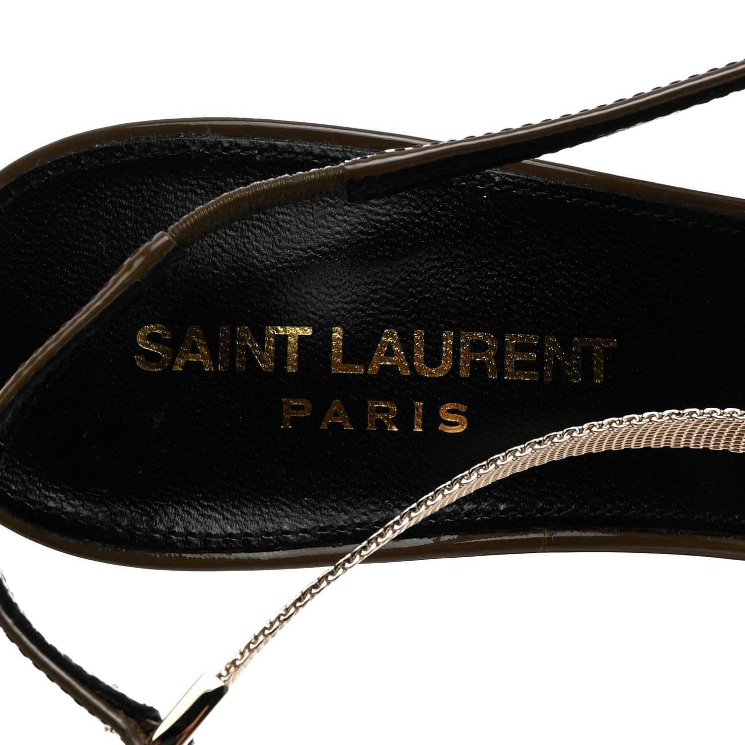 Saint Laurent Patent Calfskin Blake 110 Slingback Pumps 38 Amber Green 6 of 9