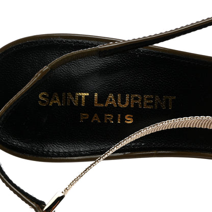 Saint Laurent Patent Calfskin Blake 110 Slingback Pumps 38 Amber Green 6 of 9
