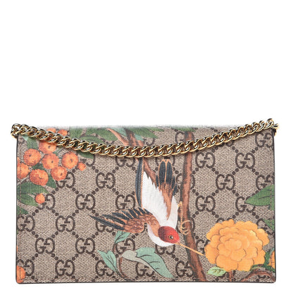 Gucci GG Supreme Monogram Tian Chain Wallet Beige Multicolor Red 1 of 6
