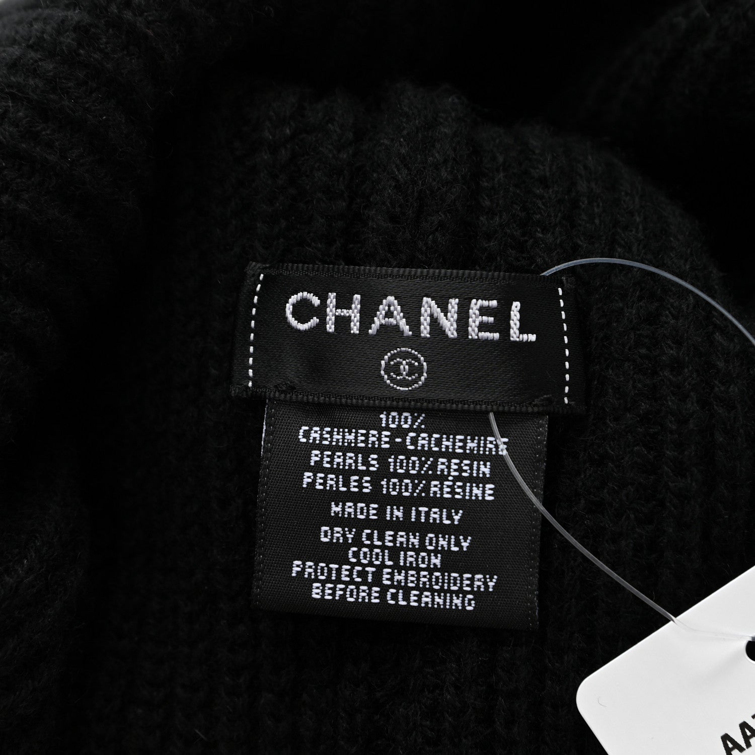 Chanel Cashmere Logo Beanie Hat Black White 4 of 4