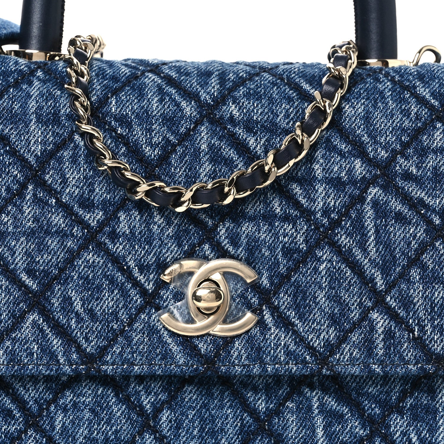 Chanel Washed Denim Quilted Mini Coco Handle Flap Blue 1862066