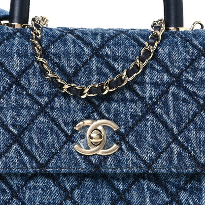 Chanel Washed Denim Quilted Mini Coco Handle Flap Blue 8 of 14