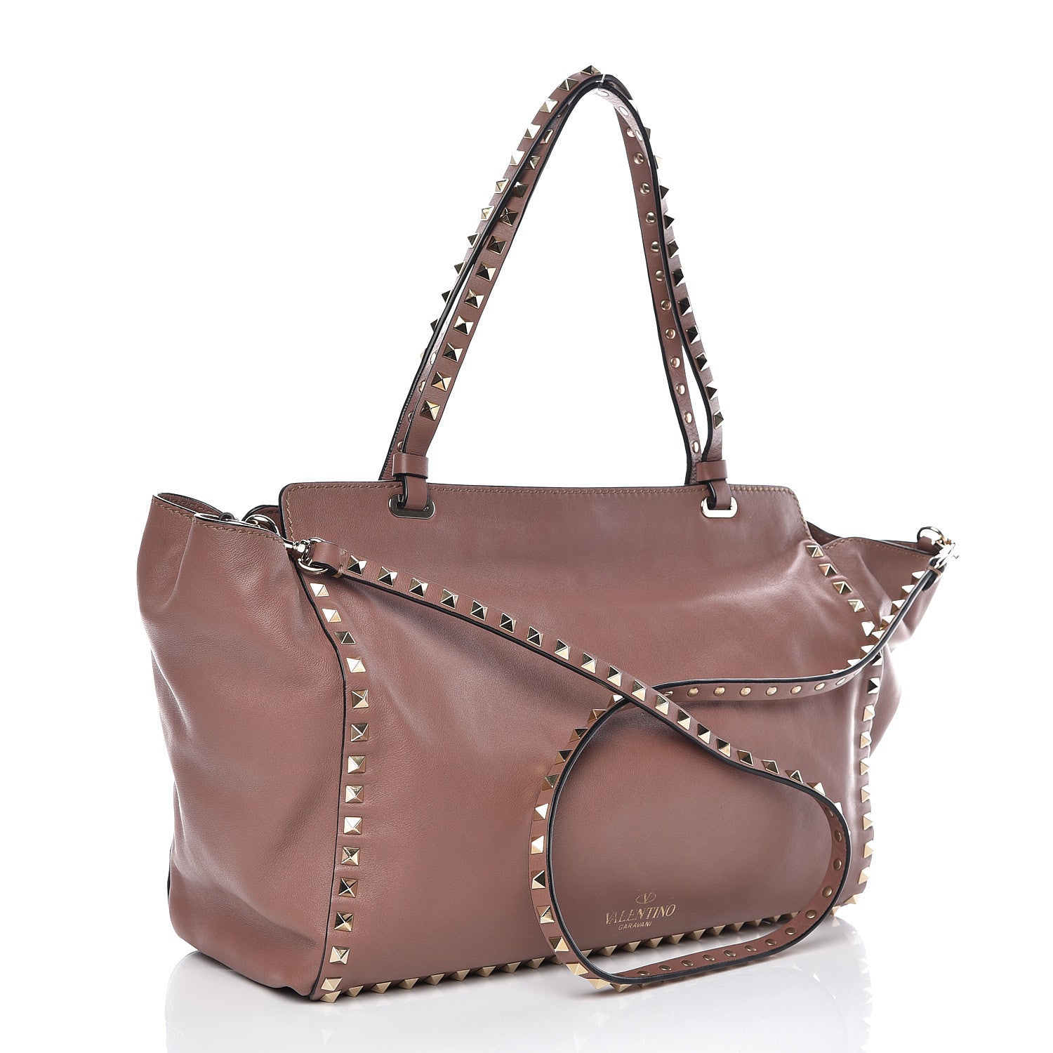 Valentino Garavani Vitello Medium Rockstud Tote Brownish 4 of 16