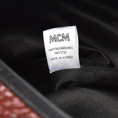 MCM Metallic Visetos Medium Anya Shopper Tote Scooter Red 6 of 8