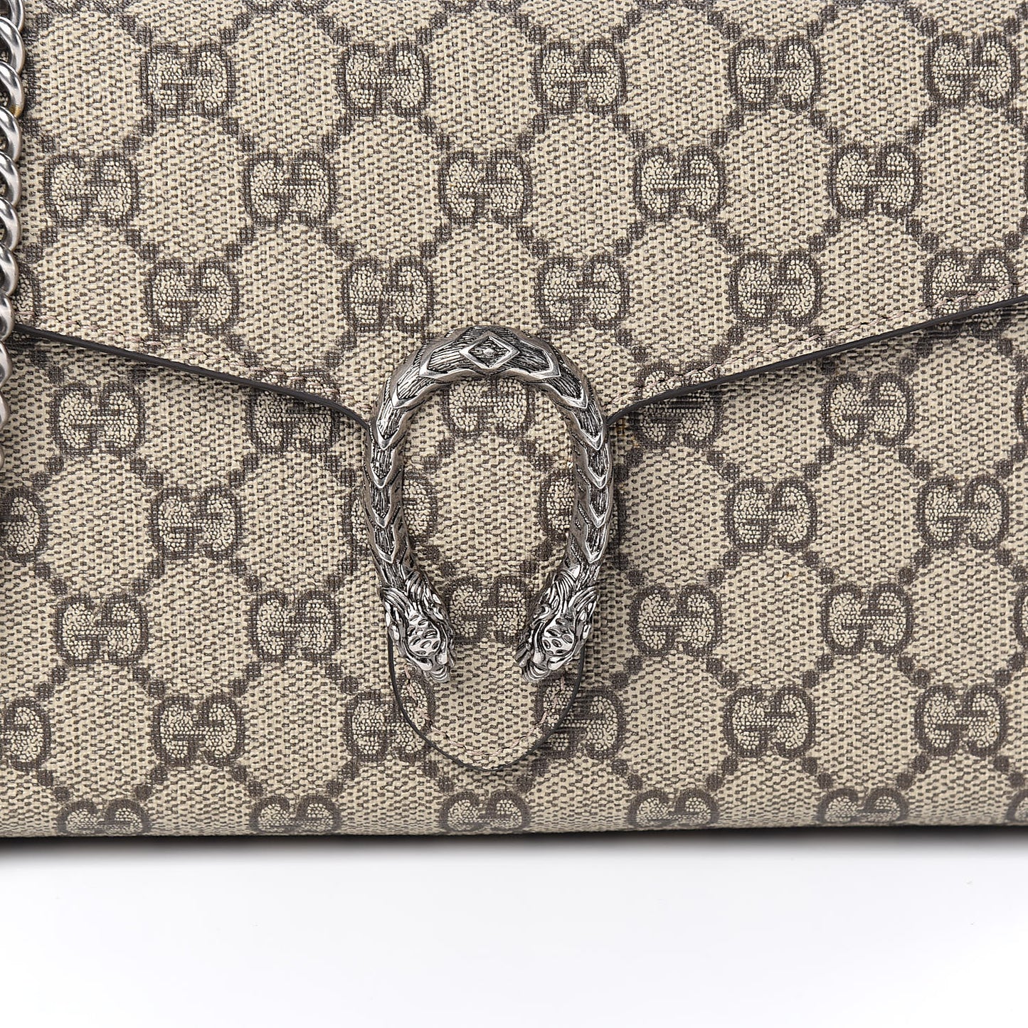GG Supreme Monogram Mini Dionysus Chain Wallet Beige Taupe
