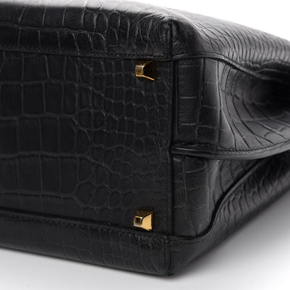 MCM Calfskin Crocodile Embossed Medium Milla Tote Black 8 of 8