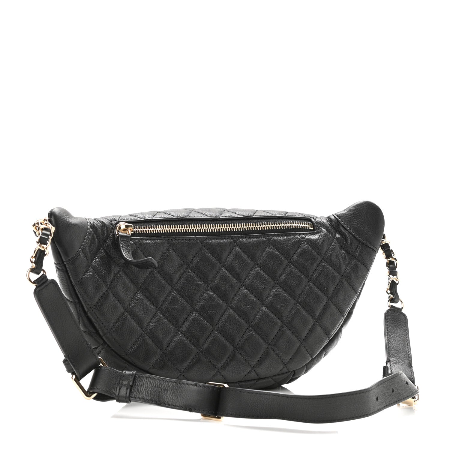 Chanel Calfskin Quilted Banane Waist Bag Fanny Pack Black 3 of 11