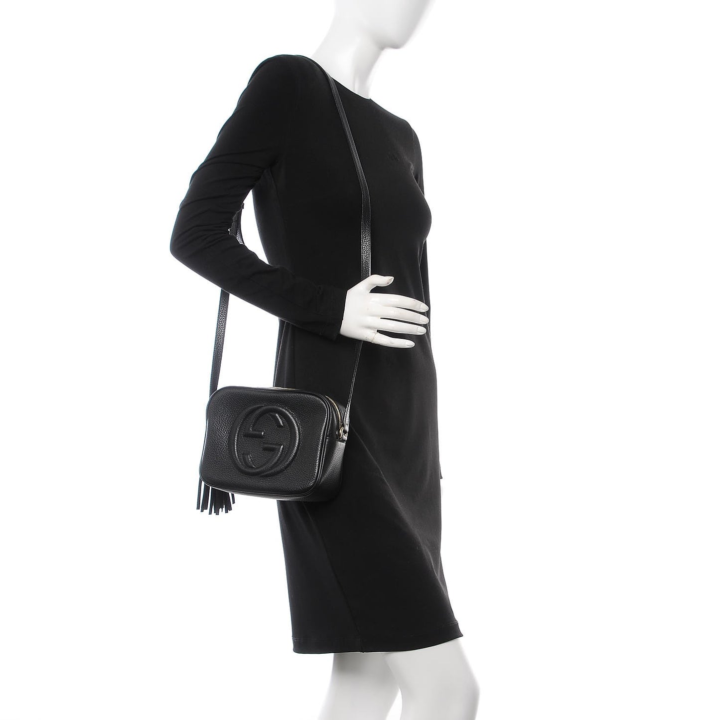 Pebbled Calfskin Small Soho Disco Bag Black