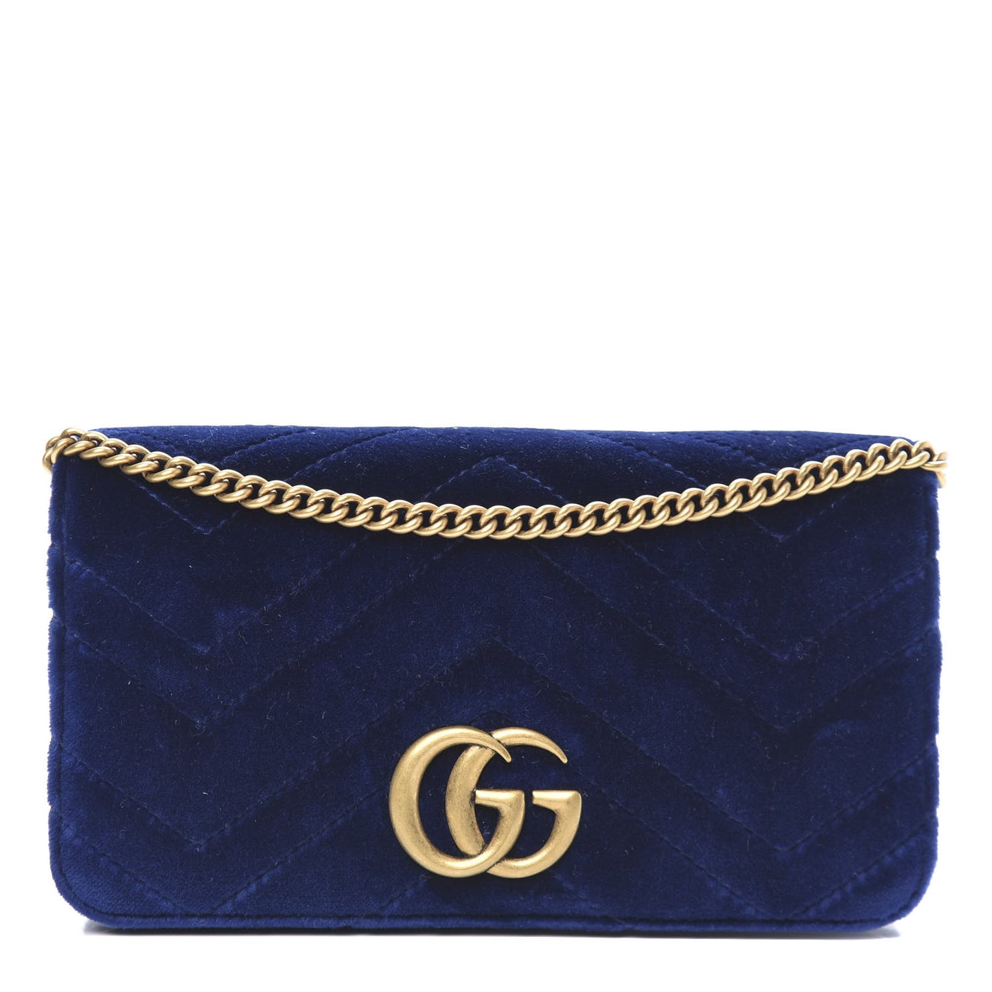 Velvet Matelasse GG Marmont Mini Bag Cobalt Blue