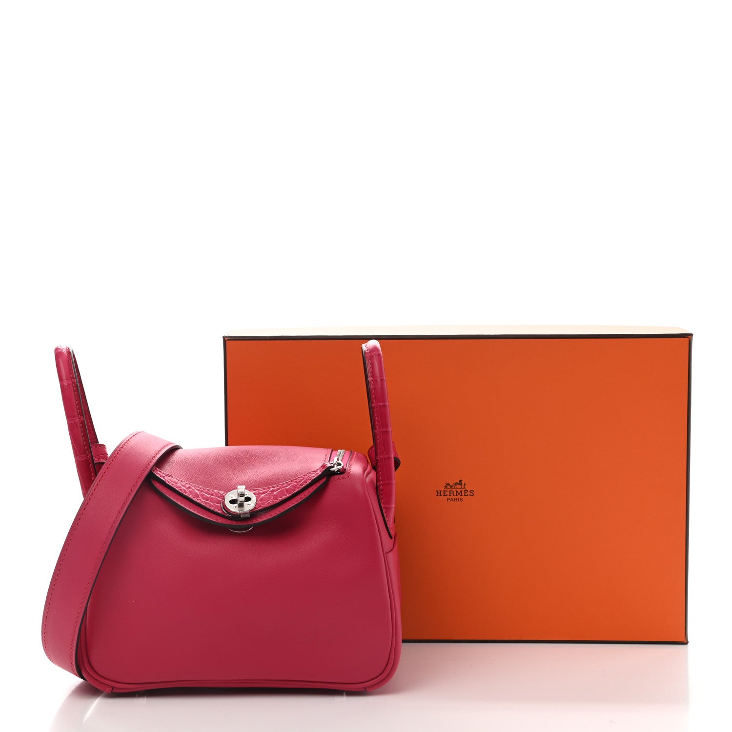 Hermes Matte Alligator Swift Mini Touch Lindy 20 Framboise 11 of 11