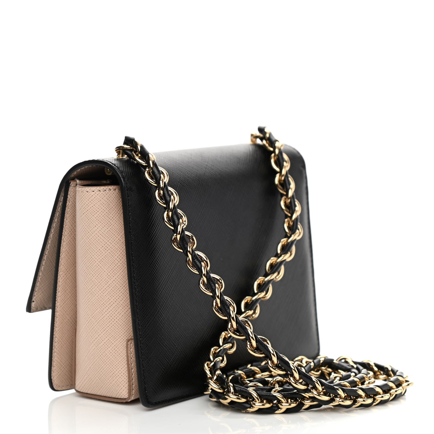 Salvatore Ferragamo Printed Calfskin Ginny Crossbody Bag Black Beige 3 of 9