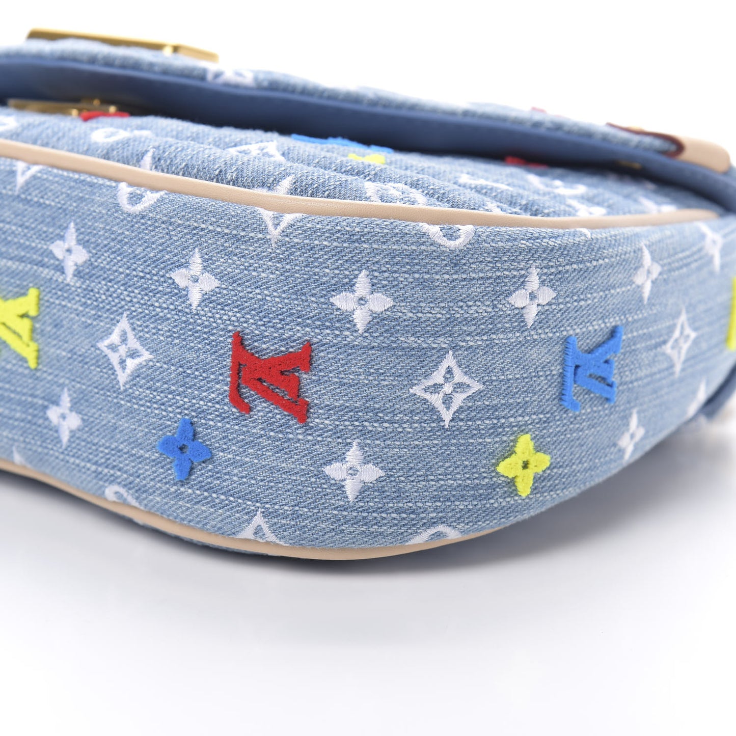 Embroidered Monogram Denim New Wave Chain MM