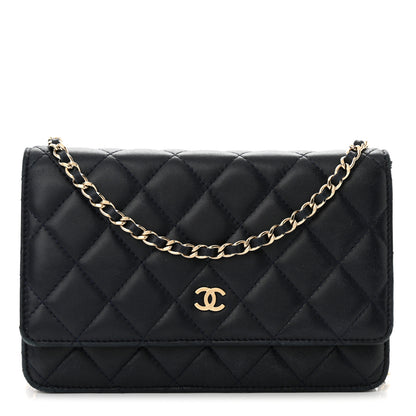 Chanel Lambskin Quilted Wallet On Chain WOC Navy Blue 1 of 18