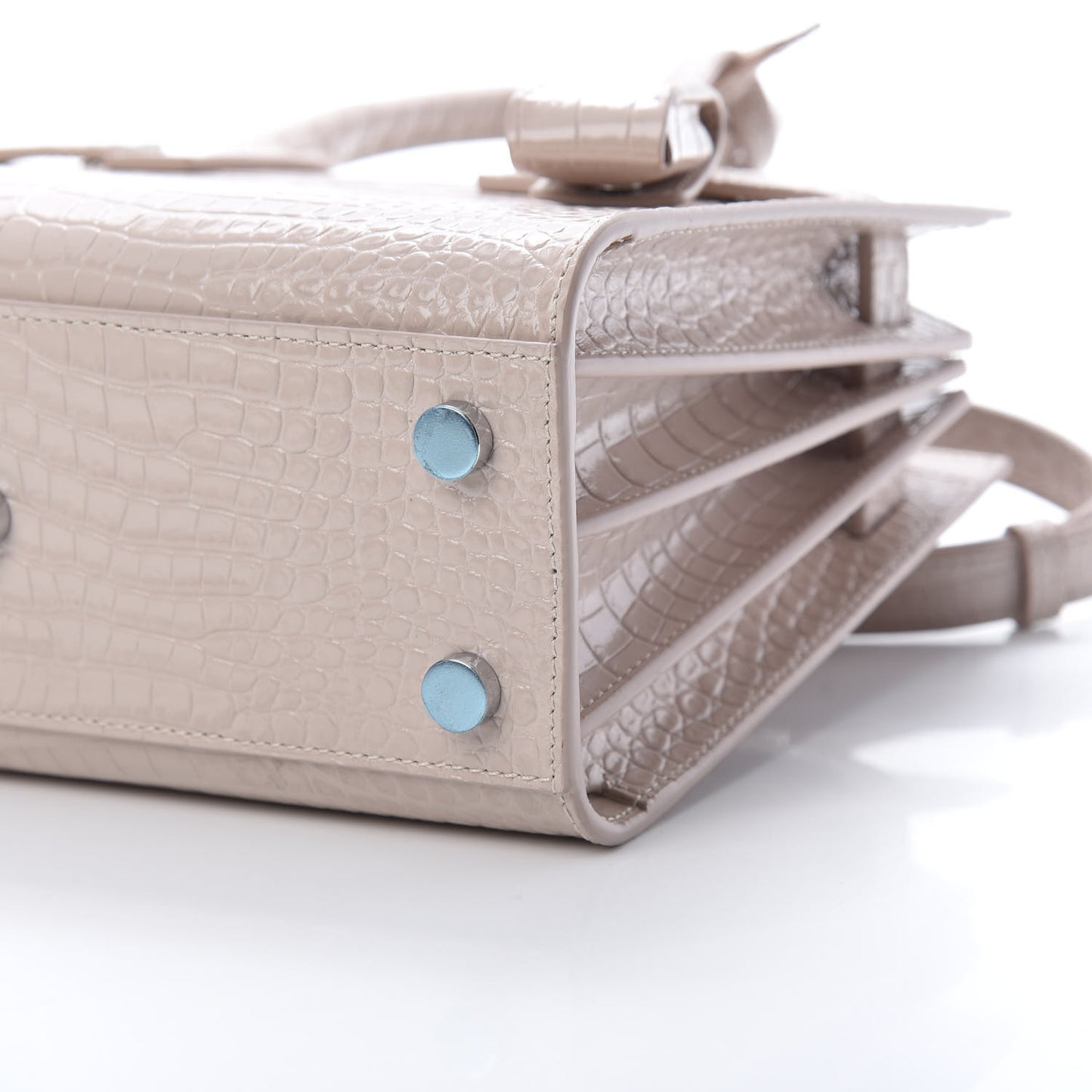 Calfskin Crocodile Embossed Nano Sac De Jour Rose Antic