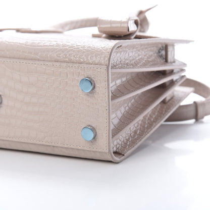 Saint Laurent Calfskin Crocodile Embossed Nano Sac De Jour Rose Antic 10 of 11