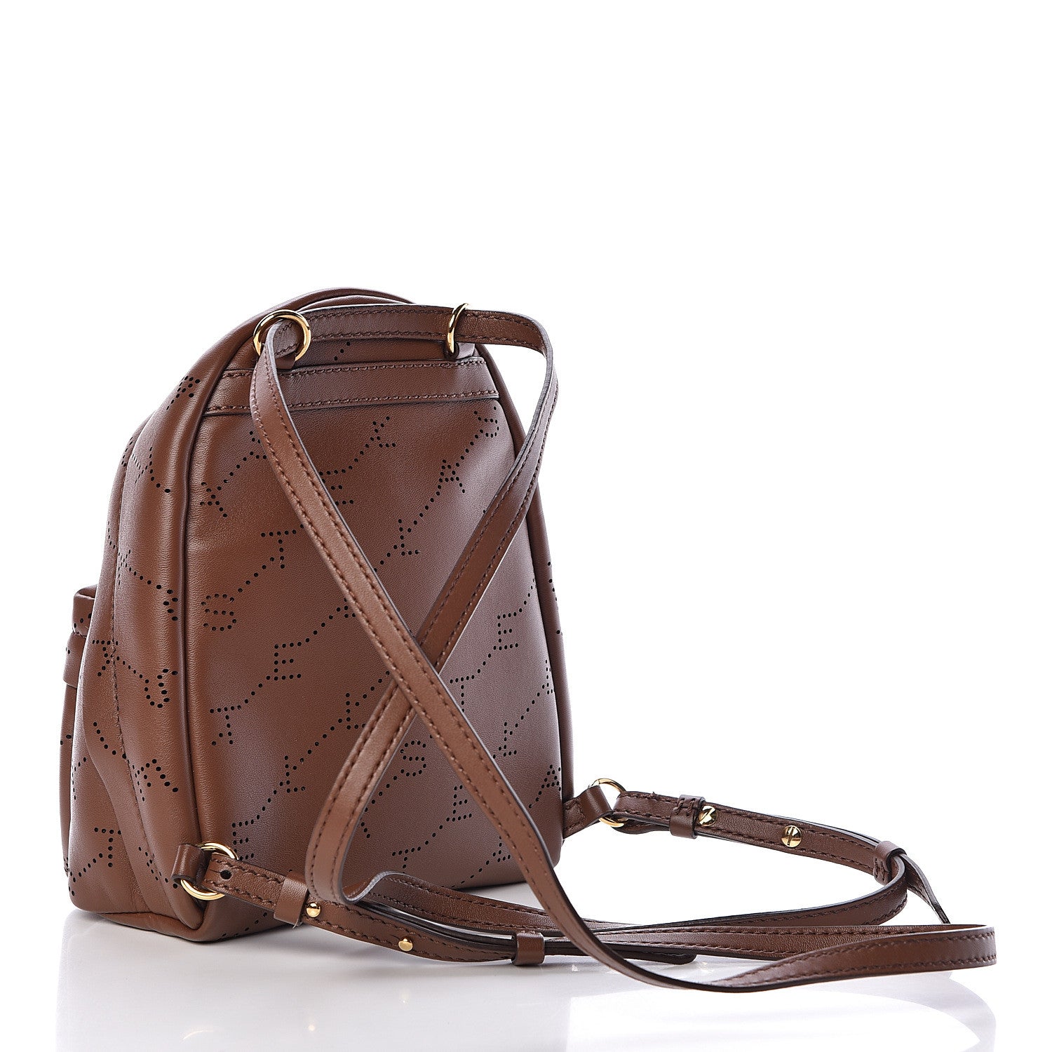 Stella McCartney Eco Alter Nappa Perforated Logo Mini Backpack Brown 3 of 11