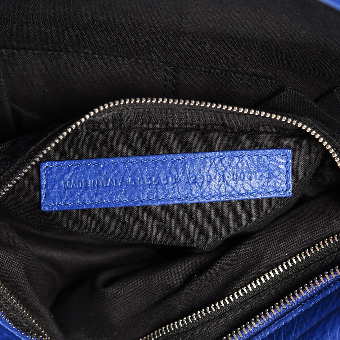 Agneau Classic Silver Hardware City Logo Strap Bleu Electric Black