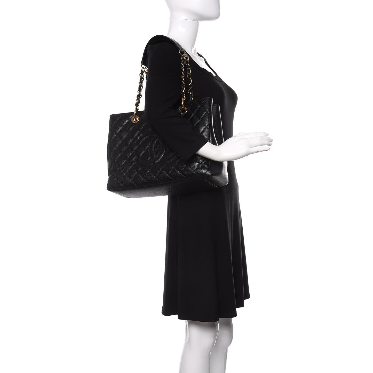 Caviar Quilted Grand Shopping Tote GST Black