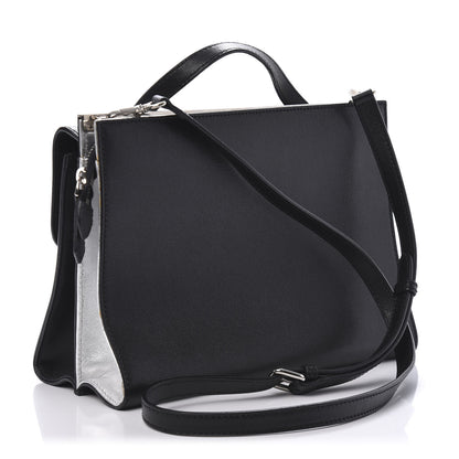 Fendi Vitello Elite Bi-Color Demi Jour Shoulder Bag Black Silver 3 of 11