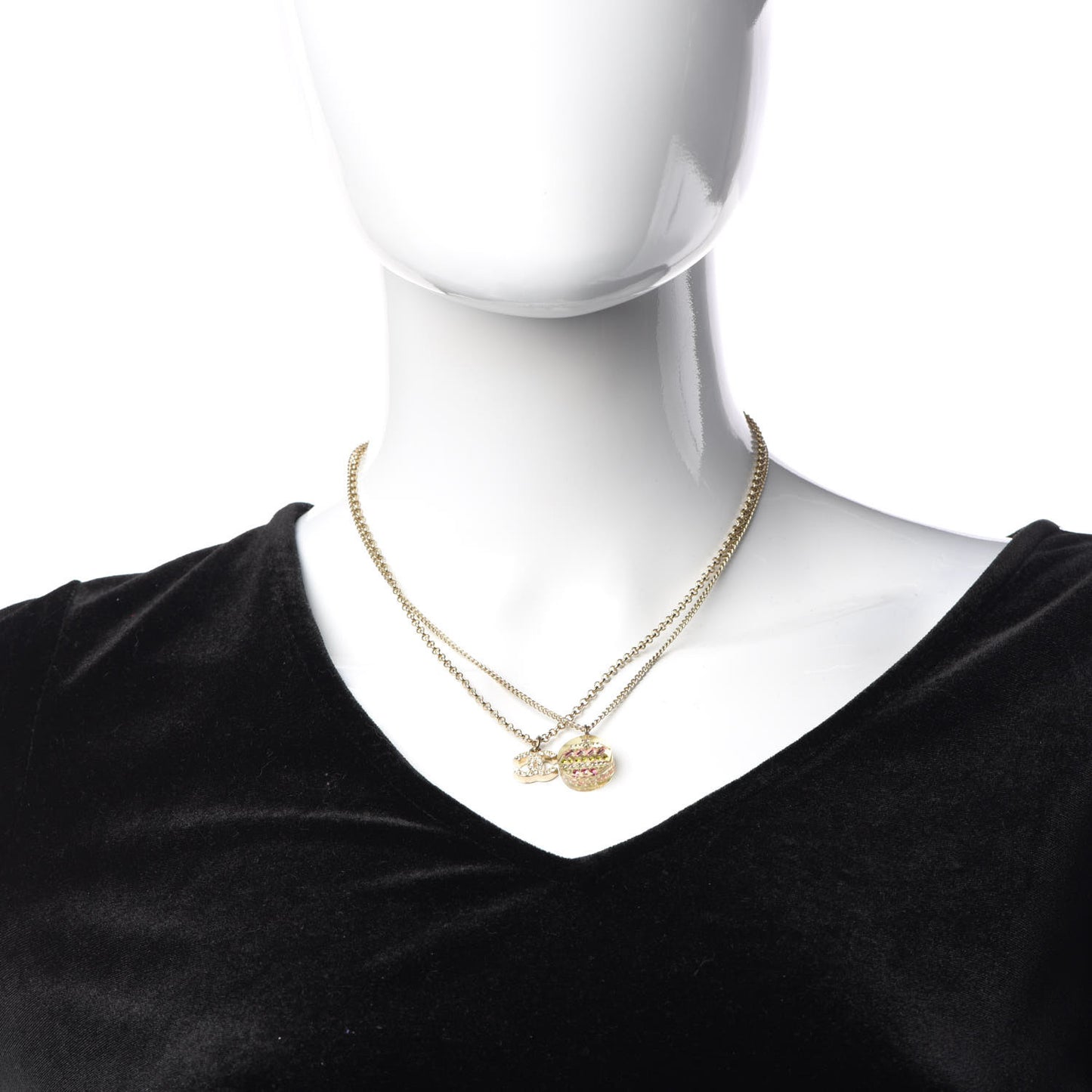 Resin Crystal CC Necklace Light Gold Pink Green