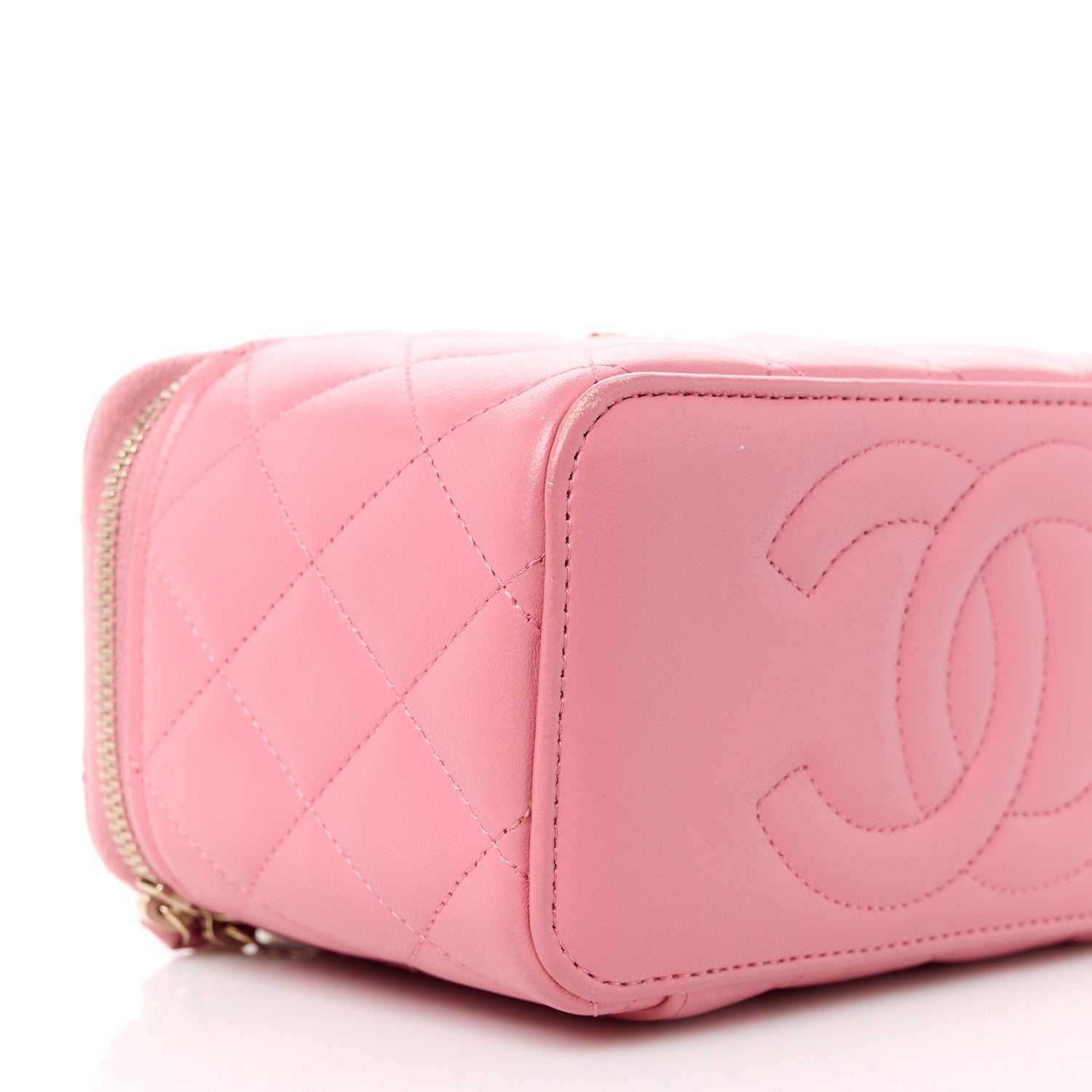 Chanel Lambskin Quilted Small Top Handle Vanity Case With Chain Dark Pink 9 of 14