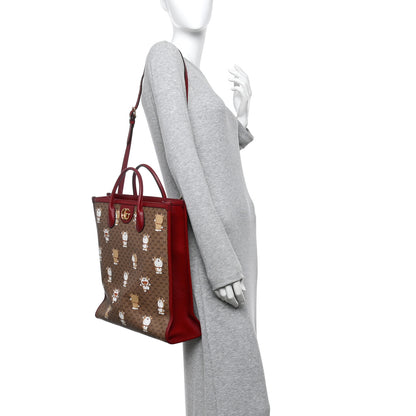 Gucci X DORAEMON Vintage Mini GG Supreme Monogram Medium Tote Bag Beige Cherry Red 2 of 10