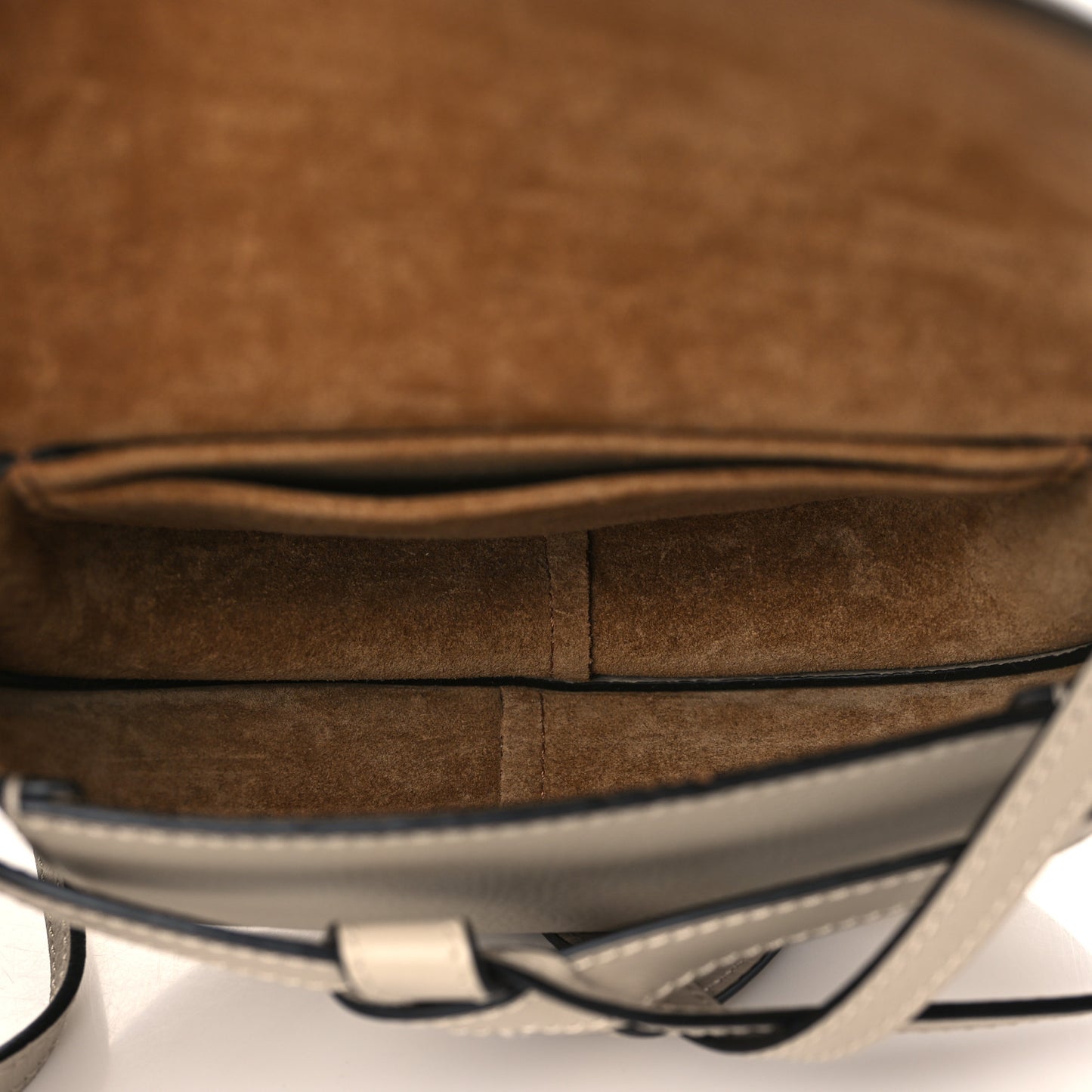 Pebble Grain Calfskin Mini Gate Dual Bag Light Oat