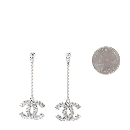 Chanel Baguette Crystal CC Drop Earrings Silver 2 of 5