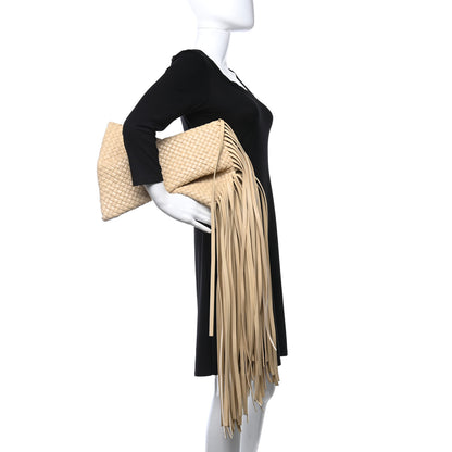 Bottega Veneta Nappa Intrecciato The Fringe Crisscross Bag Porridge 2 of 13