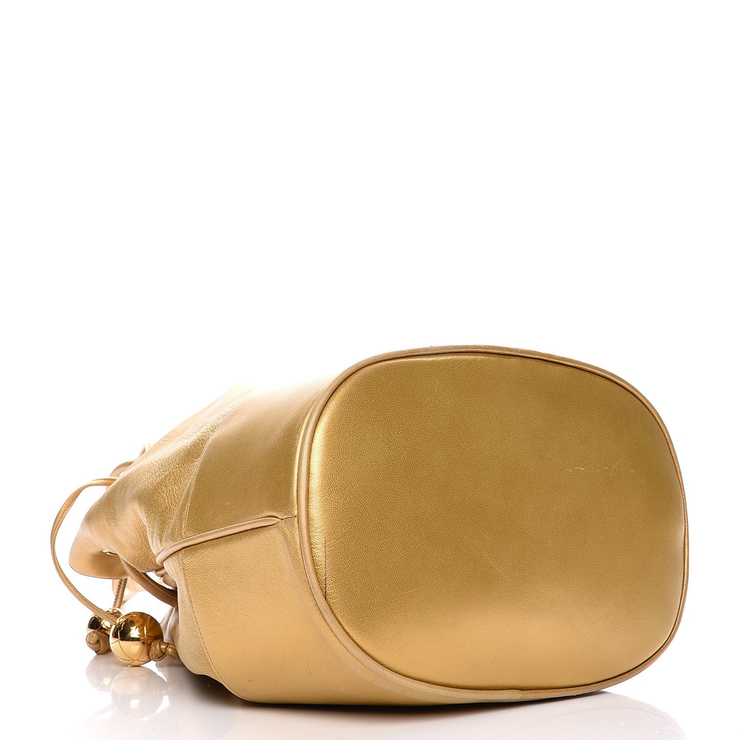 Metallic Lambskin CC Drawstring Shoulder Bag Gold