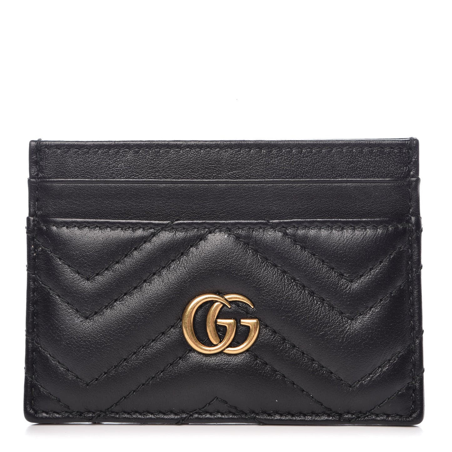 Calfskin Matelasse GG Marmont Card Holder Black