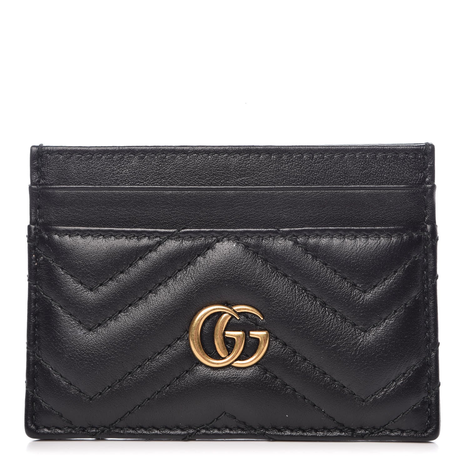 Gucci Calfskin Matelasse GG Marmont Card Holder Black 1 of 8