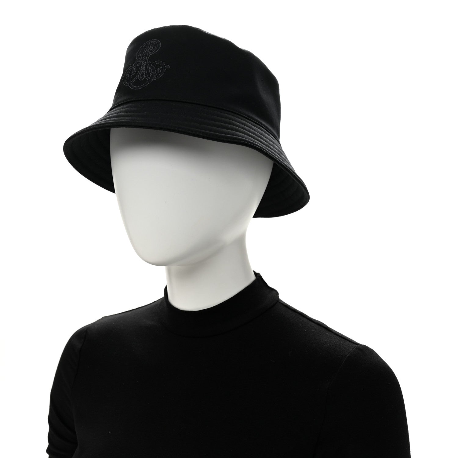 Hermes Cotton Embroidered Harper Emile Bucket Hat 59 Black 1859889