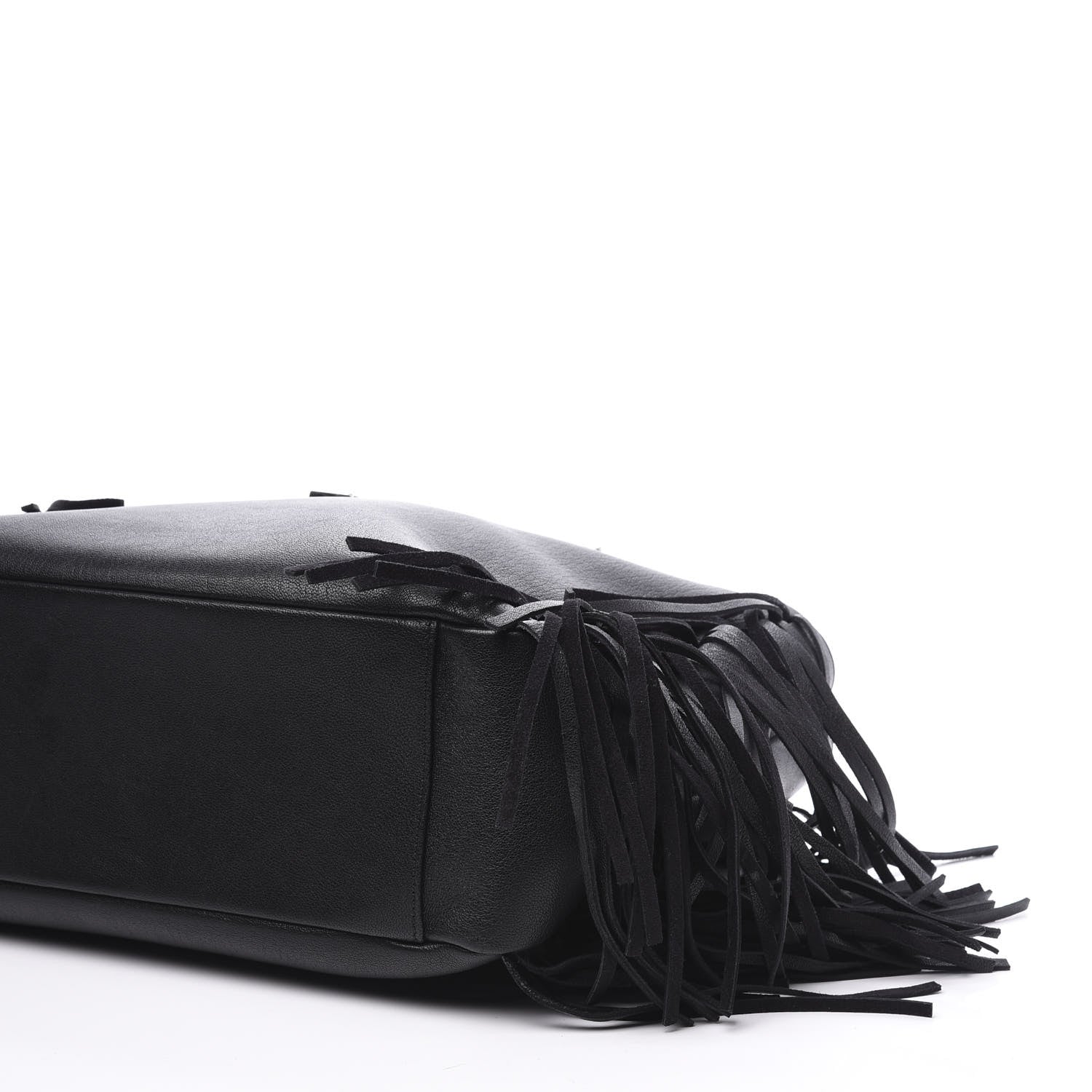 Saint Laurent Calfskin Fringe Monogram Shopping Tote Black 7 of 8