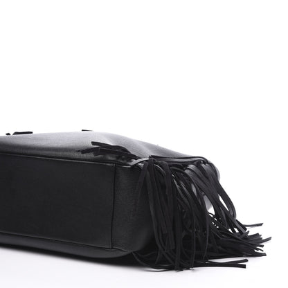 Saint Laurent Calfskin Fringe Monogram Shopping Tote Black 7 of 8