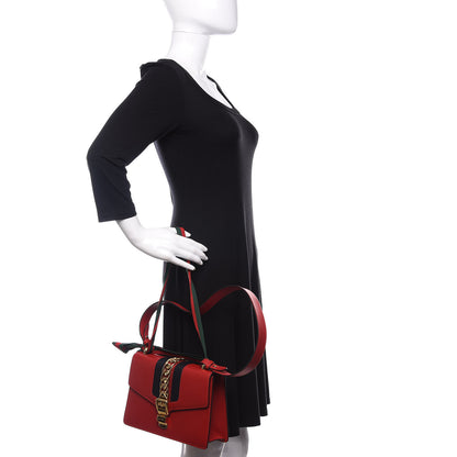 Gucci Calfskin Small Sylvie Shoulder Bag Hibiscus Red 2 of 17
