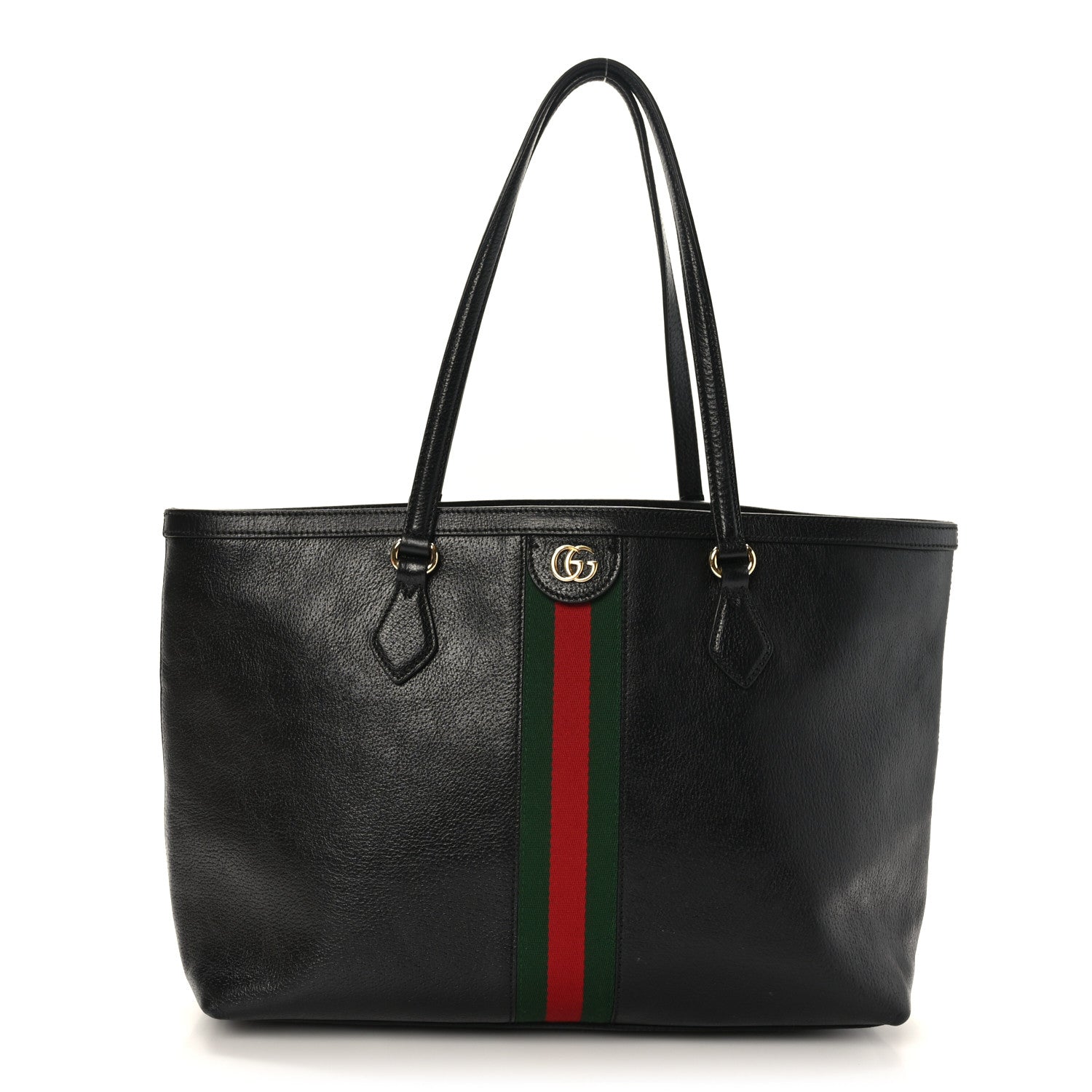 Gucci Textured Calfskin Web Medium Ophidia Shopping Tote Black 1 of 9