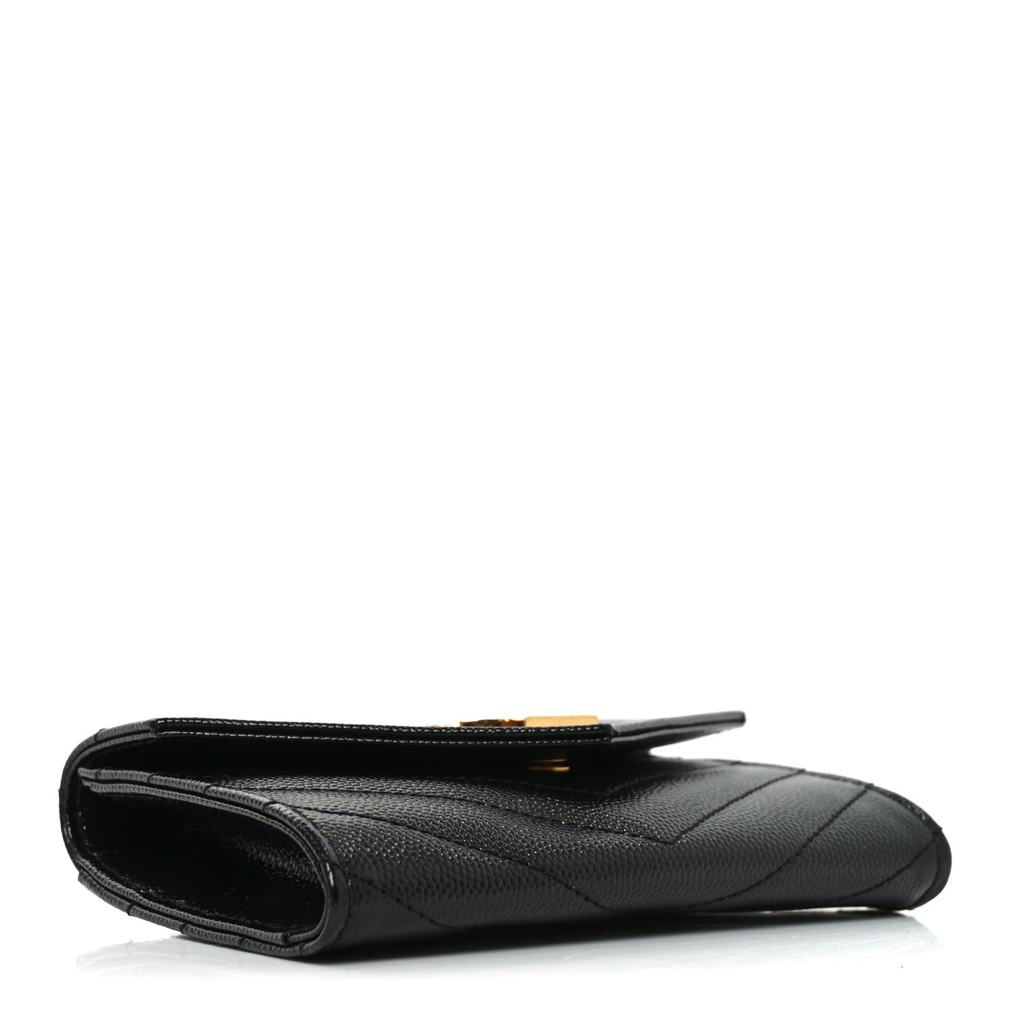 Grain De Poudre Matelasse Chevron Small Monogram Envelope Wallet Black