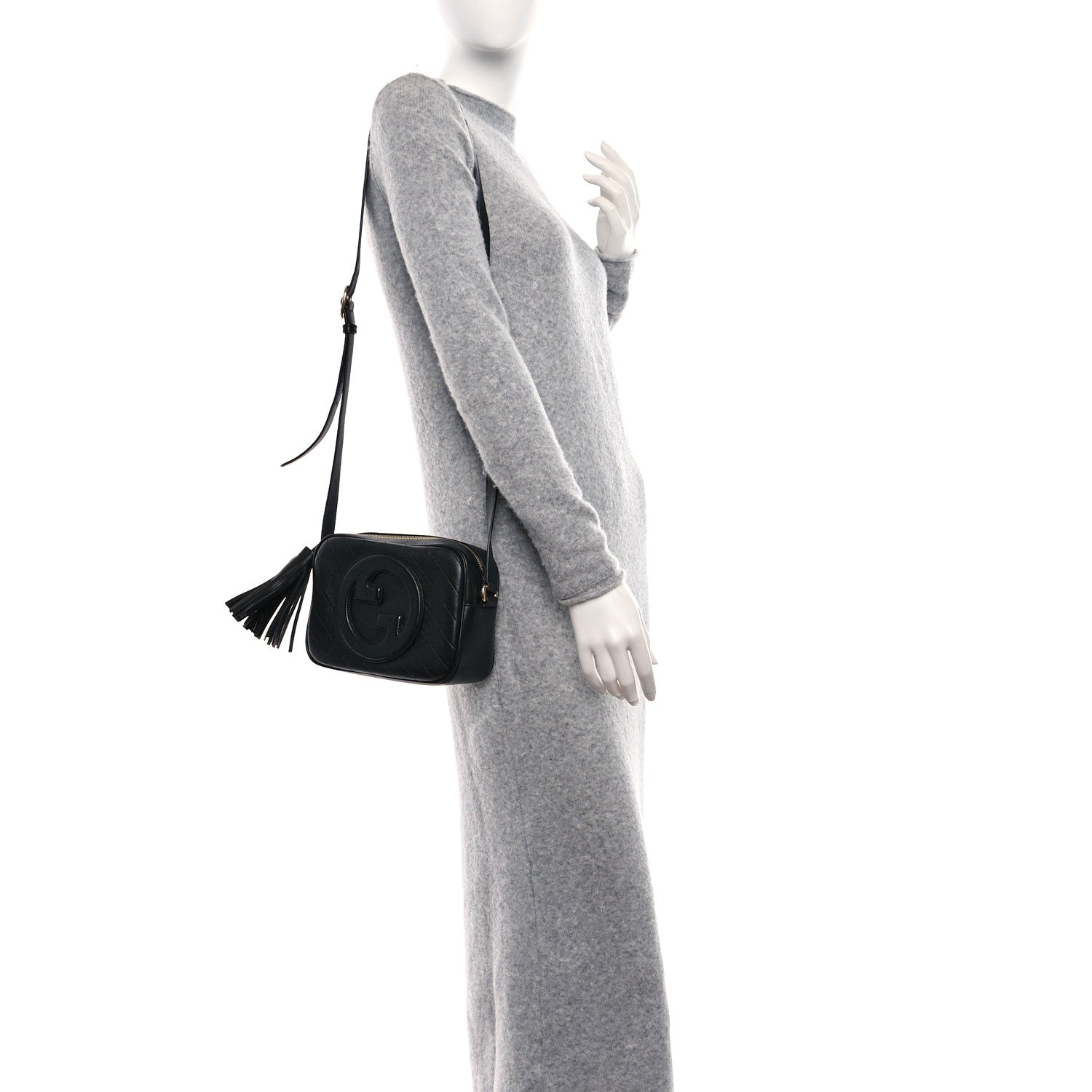 Gucci Sakai Be Green Calfskin Diagonal Stitched Small Blondie Shoulder Bag Black 2 of 11