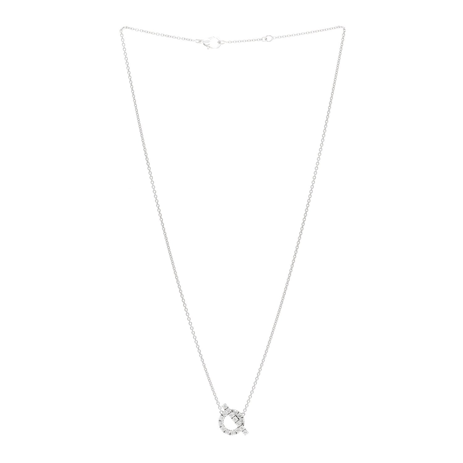 Hermes 18K White Gold Diamond Finesse Pendant Necklace 3 of 5