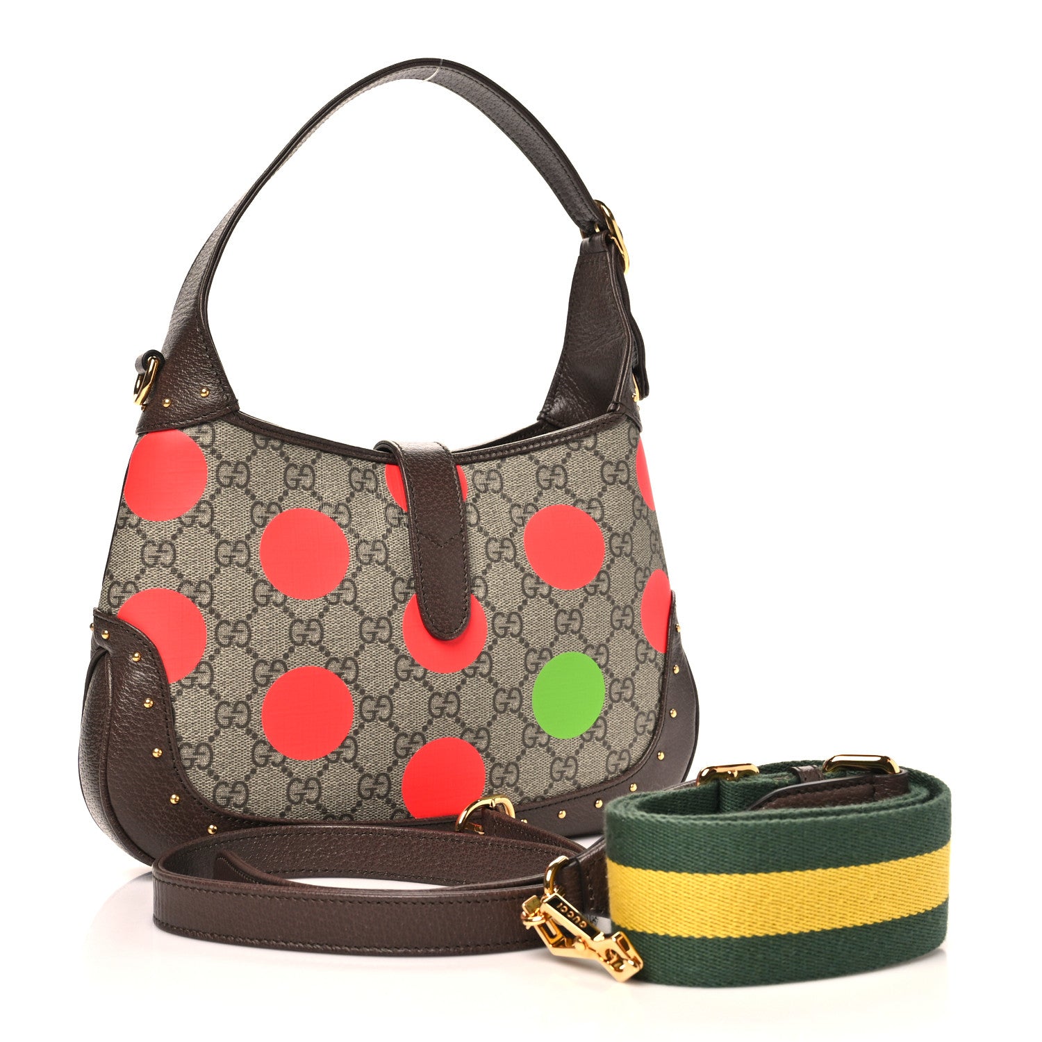Gucci GG Supreme Monogram Web Geometric Small Jackie 1961 Beige Multicolor Brown Sugar 3 of 10