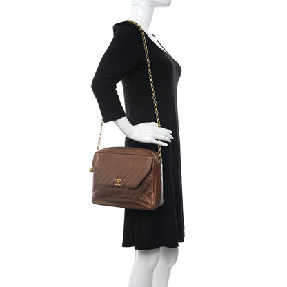 Chanel Metallic Lambskin Diagonal Quilted Tassel Camera Bag Bronze 2 of 16
