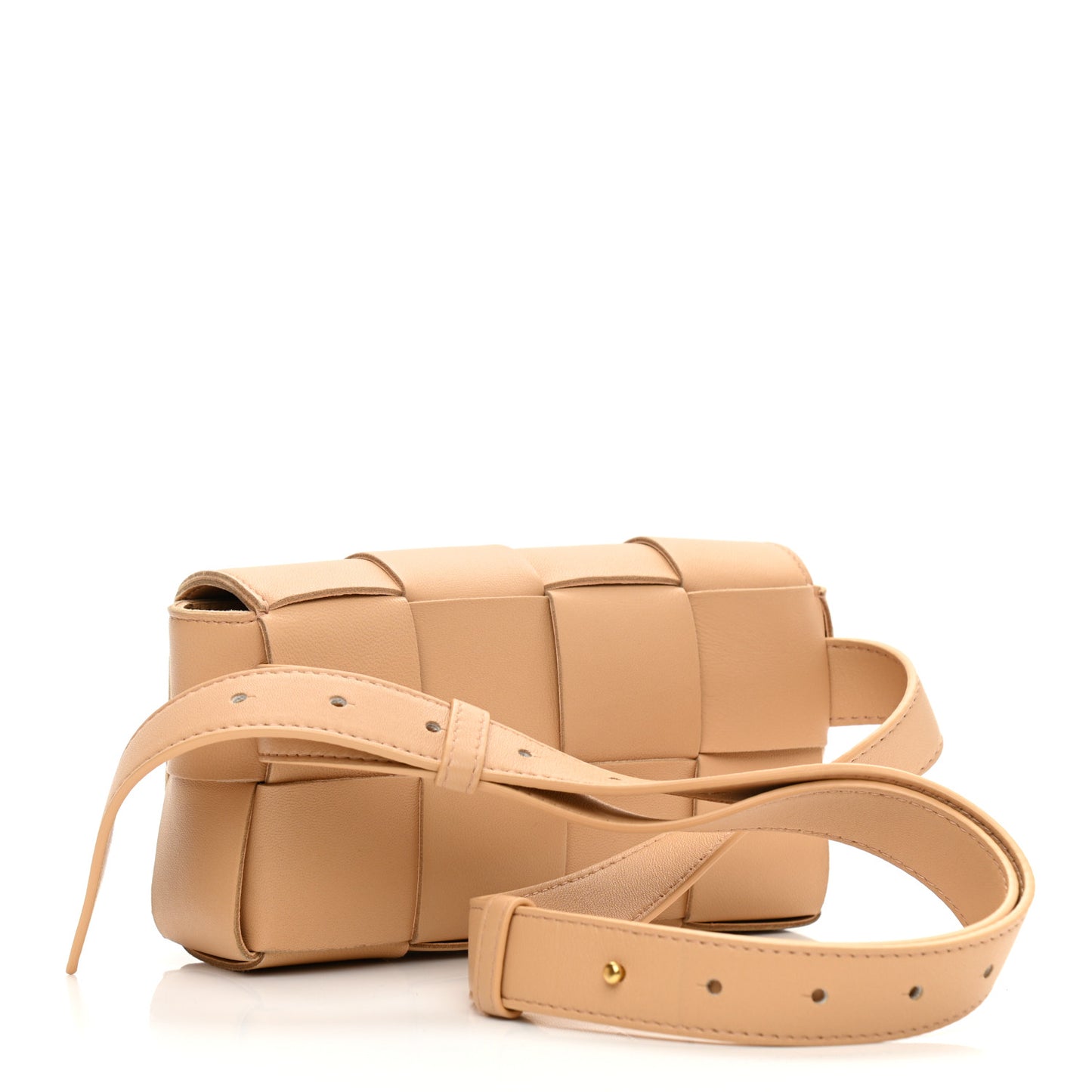 Lambskin Intreccio Cassette Belt Belt Bag Almond