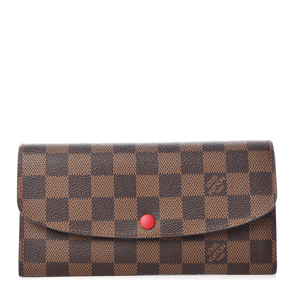 Louis Vuitton Damier Ebene Emilie Wallet Red 1 of 8