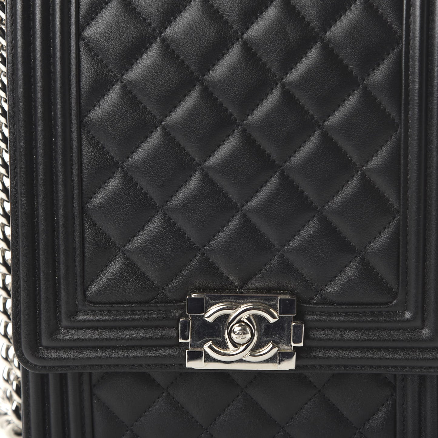 Calfskin Quilted North South Boy Flap Black