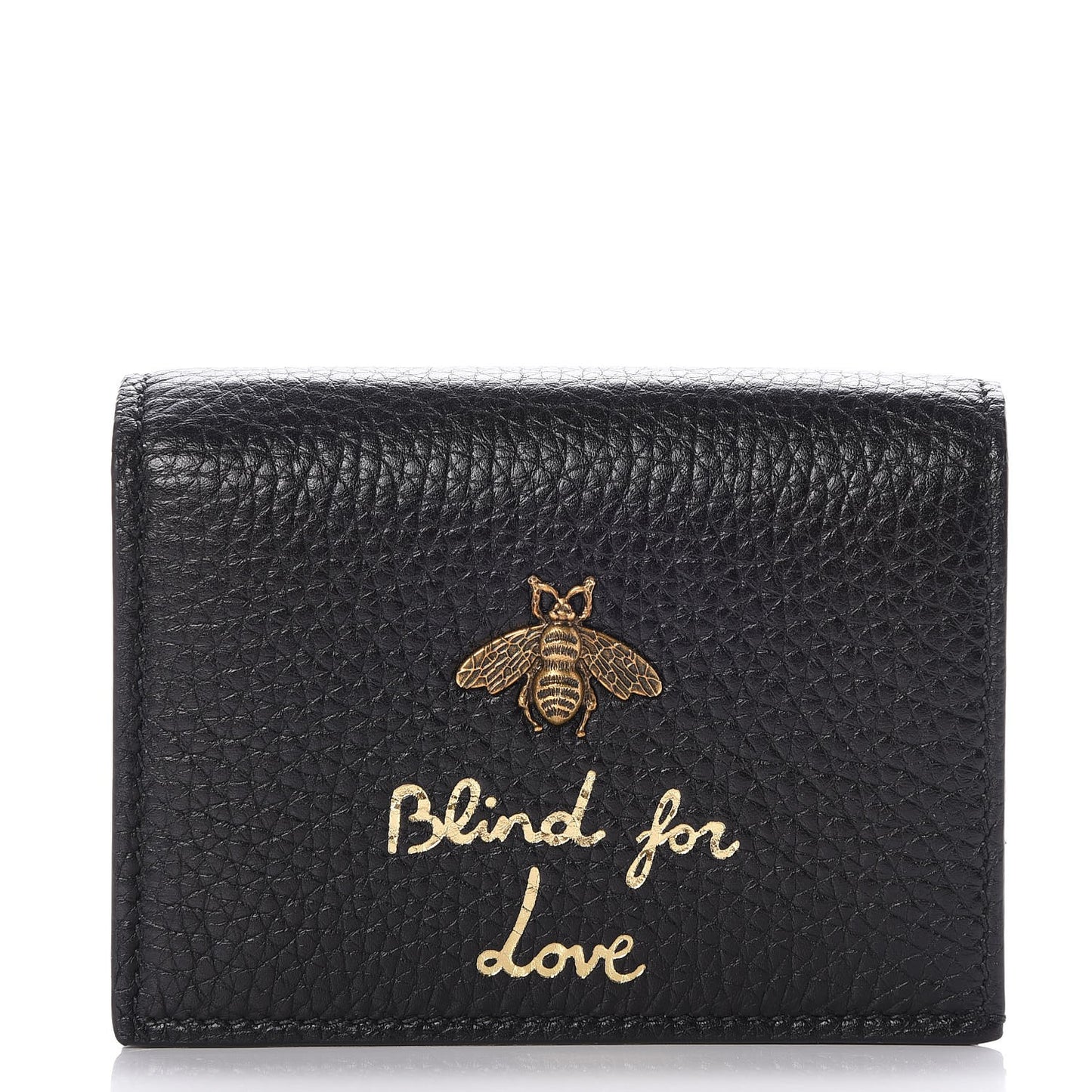 Pebbled Calfskin Animalier Card Case Black
