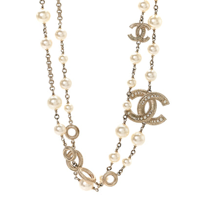 Chanel Pearl CC Necklace Light Gold 1 of 5