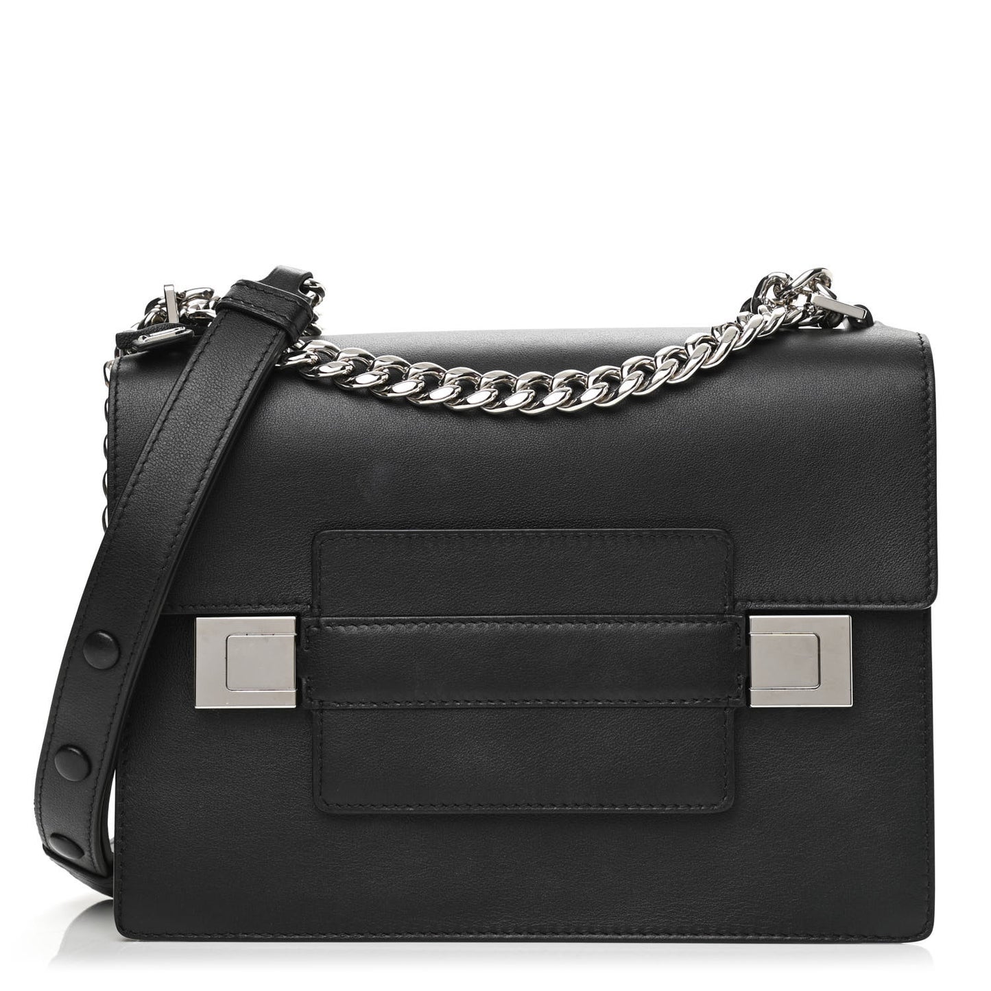 Calfskin PM Madame Chaine Bag Black White