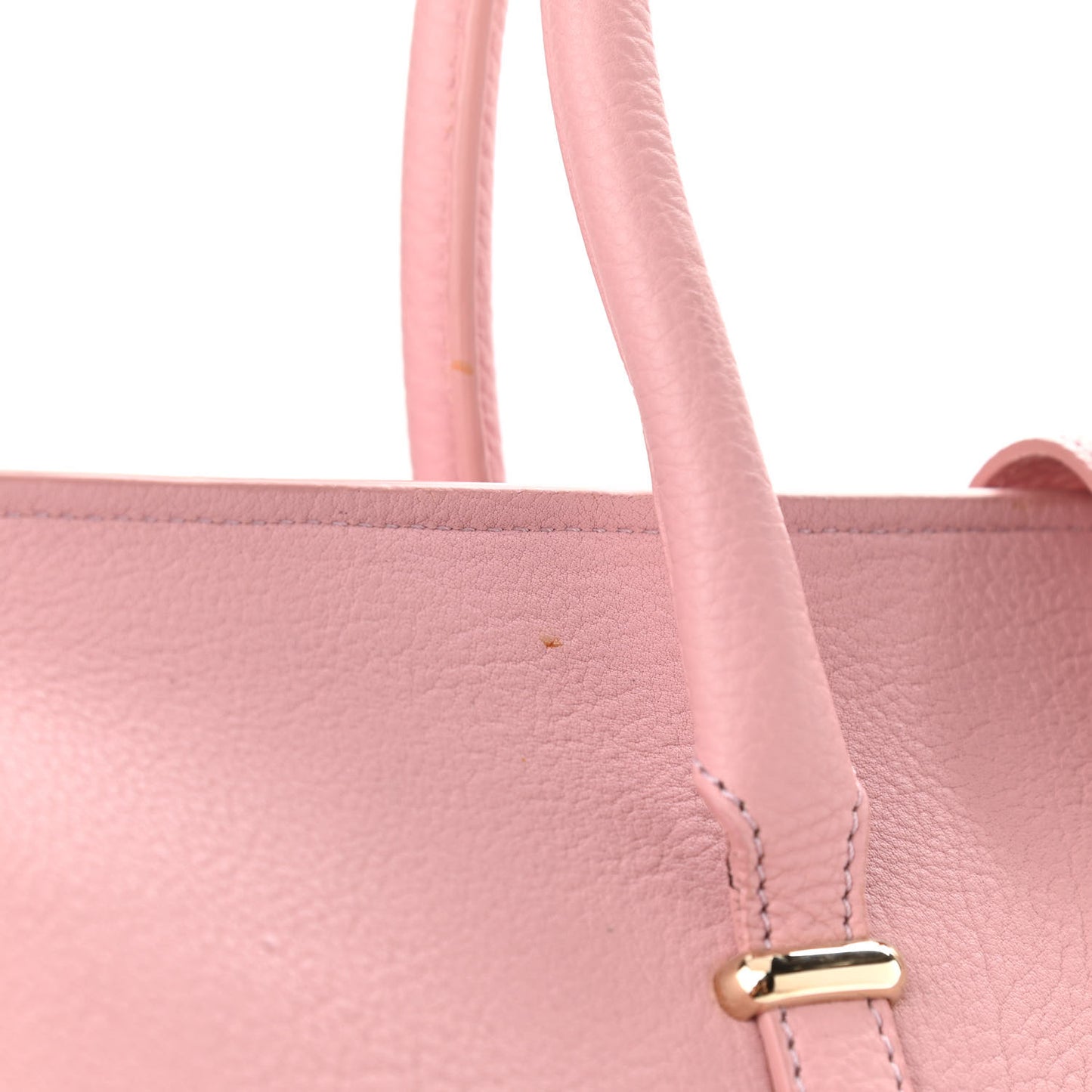 Grained Calfskin L Tube Round Tote Rose